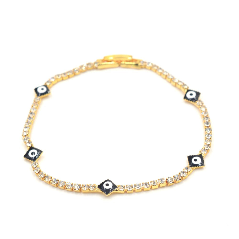 Diamond With Cubic Zirconia Evil Eye Bracelet BRS 938 BK