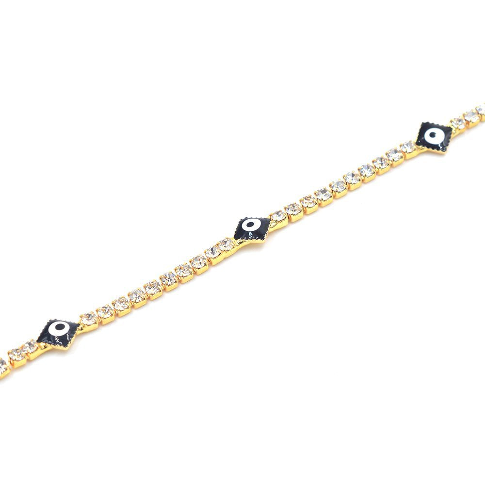 Diamond With Cubic Zirconia Evil Eye Bracelet BRS 938 BK