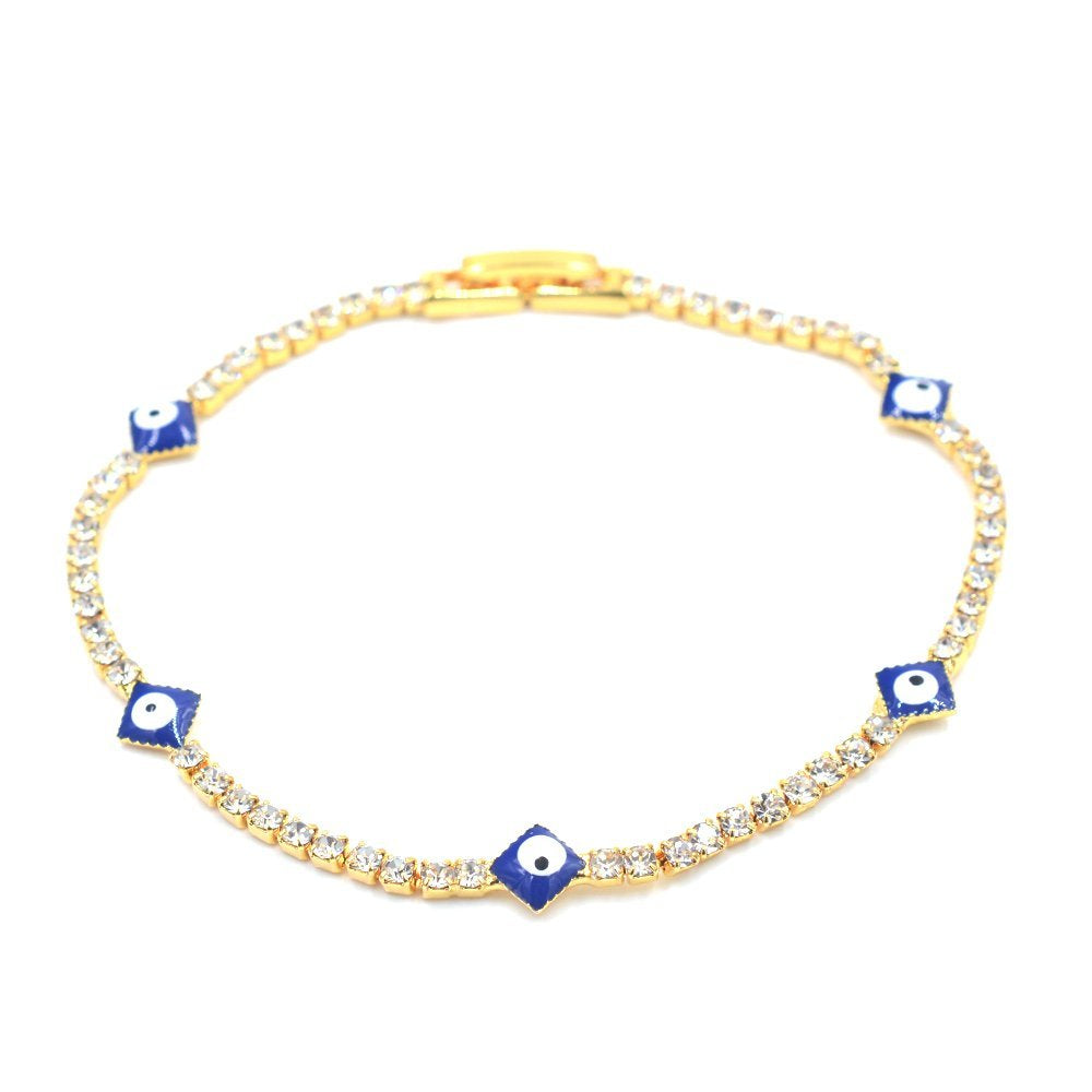 Diamond With Cubic Zirconia Evil Eye Bracelet BRS 938 BL