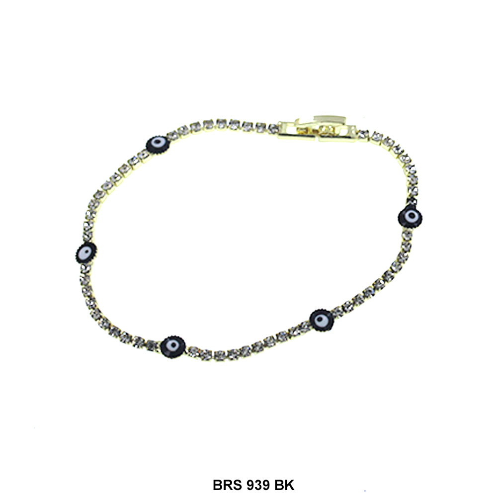 Round Cubic Zirconia Evil Eye Bracelet BRS 939 BK