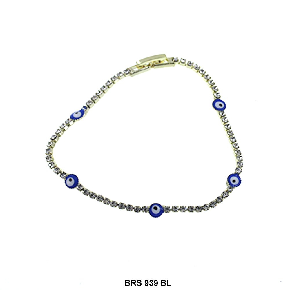 Pulsera Ojo Mal de Ziconia Cúbica Redonda BRS 939 BL