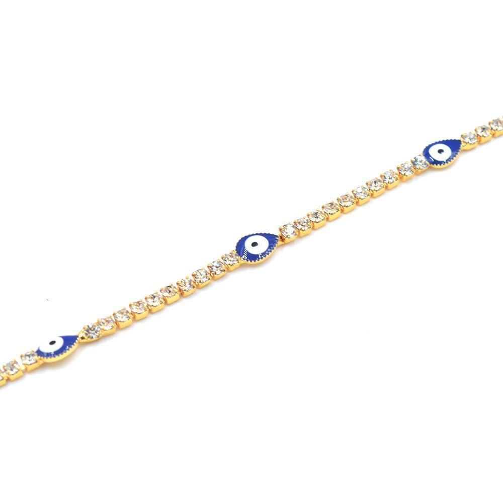 Tear Drop Cubic Zirconia Evil Eye Bracelet BRS 940 BL