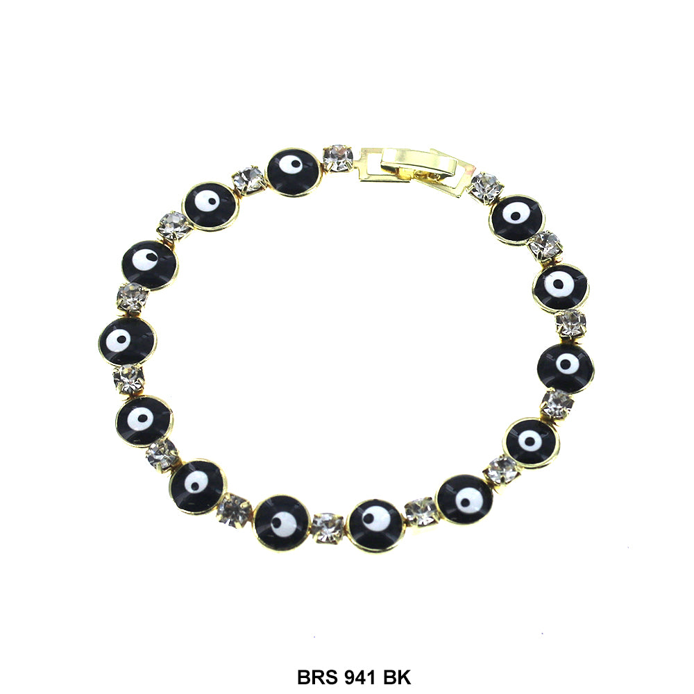 Round With Cubic Ziconia Evil Eye Bracelet BRS 941 BK