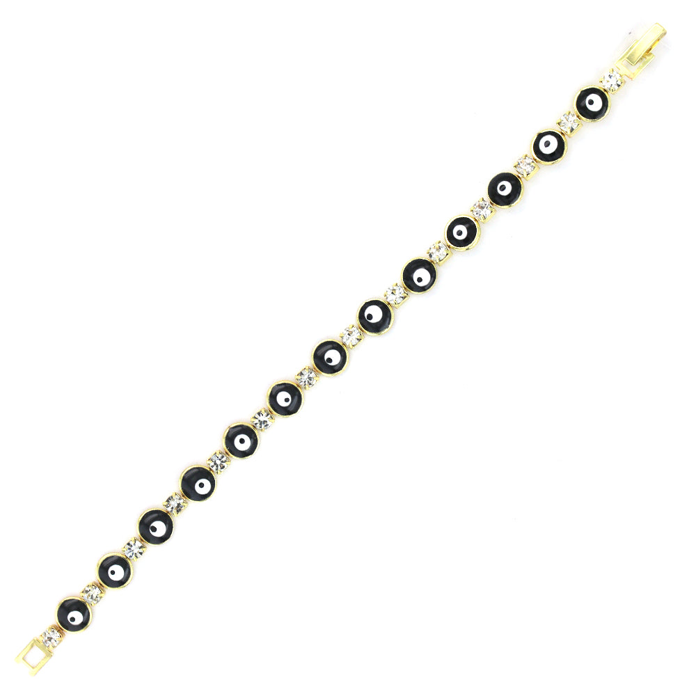 Round With Cubic Ziconia Evil Eye Bracelet BRS 941 BK