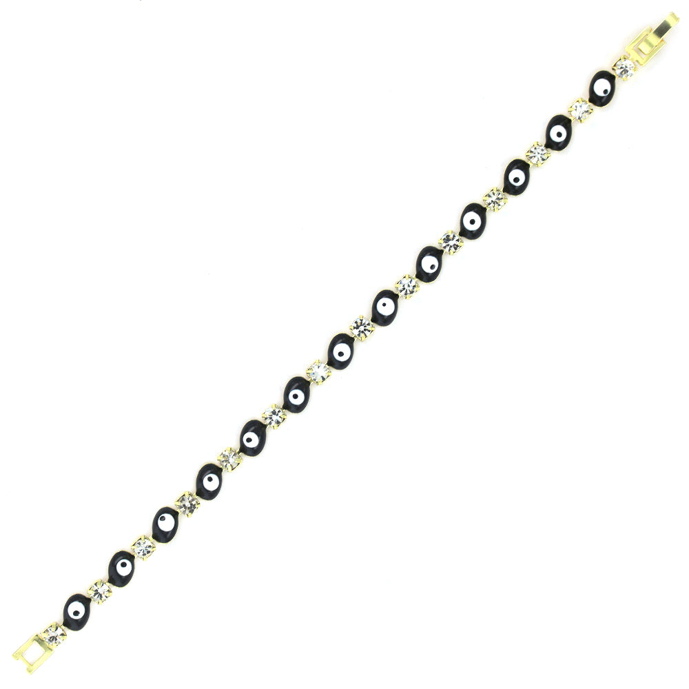 Pulsera Oval Gota Con Zirconia Cúbica Evil Eye BRS 952 BK