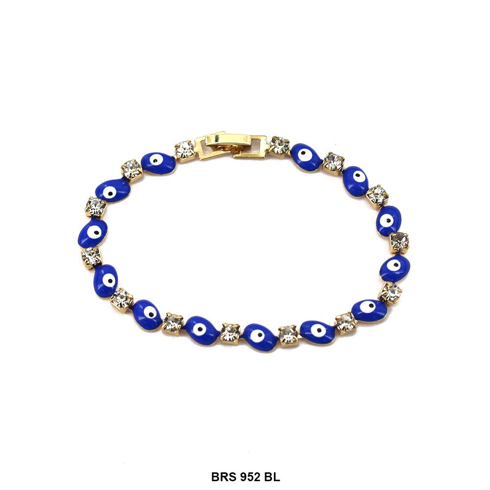 Pulsera Oval Gota Con Zirconia Cúbica Evil Eye BRS 952 BL