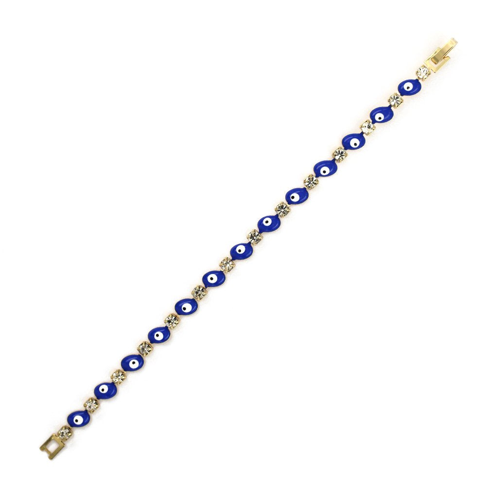 Pulsera Oval Gota Con Zirconia Cúbica Evil Eye BRS 952 BL