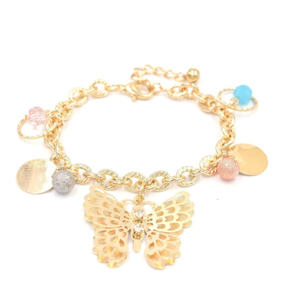 Butterfly And Charms Chunky Bracelet BRS 984