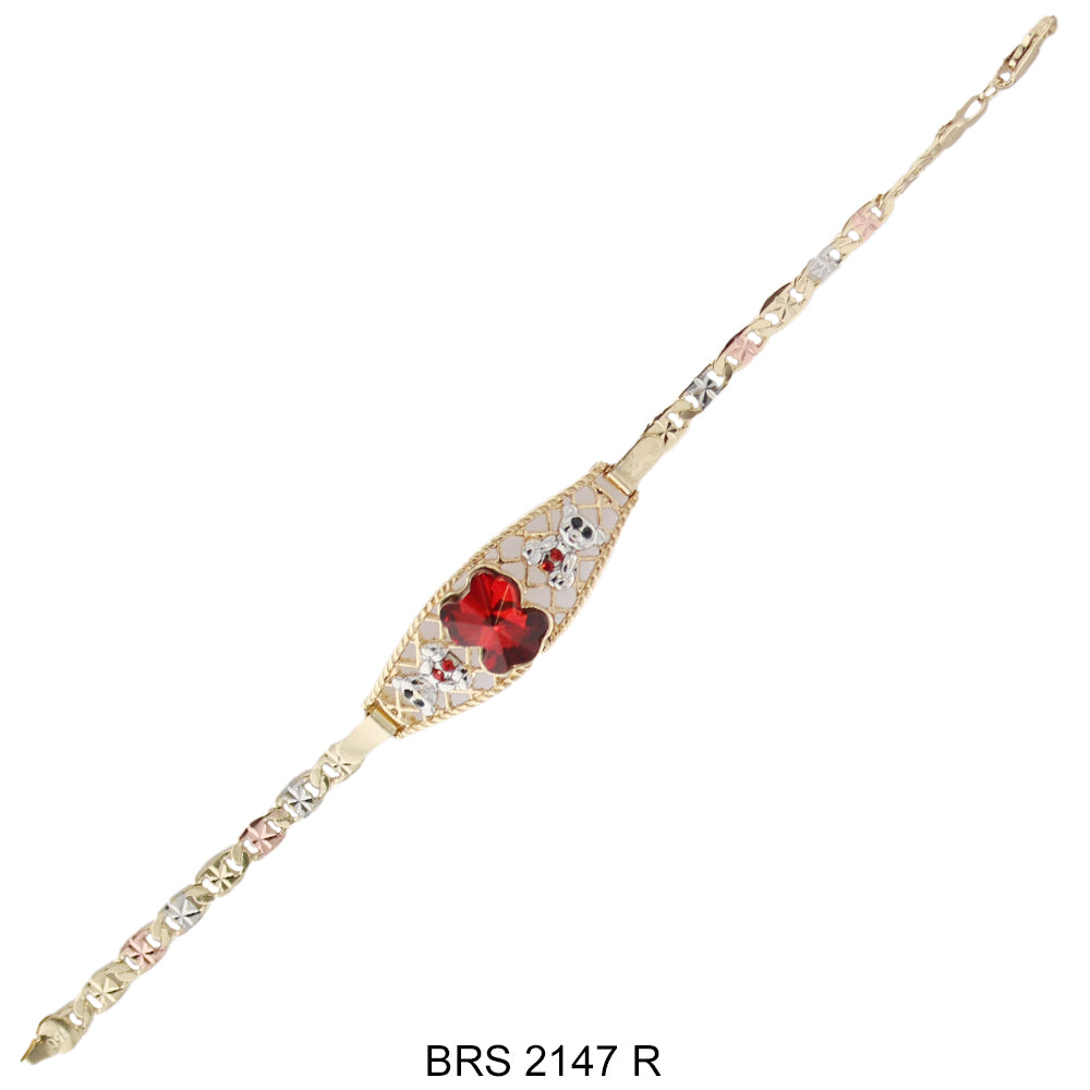 Pulsera de cadena de tres tonos de oso BRS 2147 W