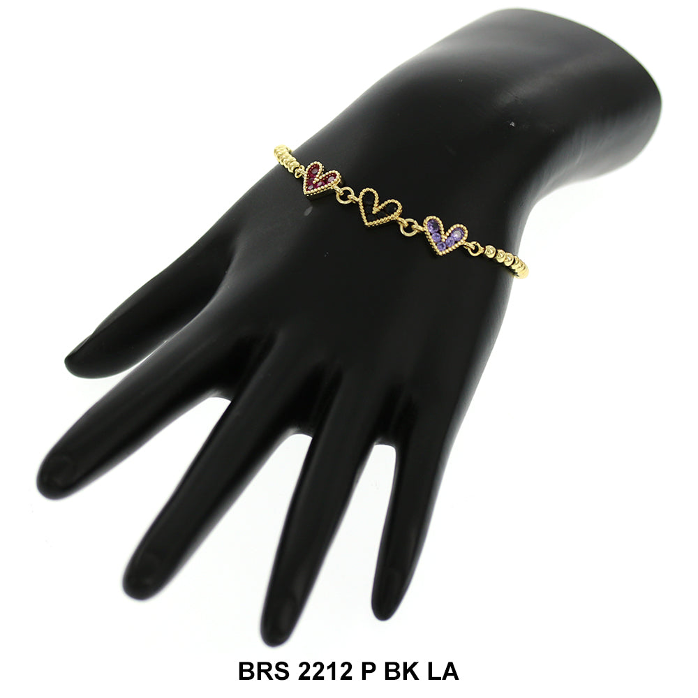 Pulsera Ajustable Corazones Con Cuentas BRS 2212 P BK LA