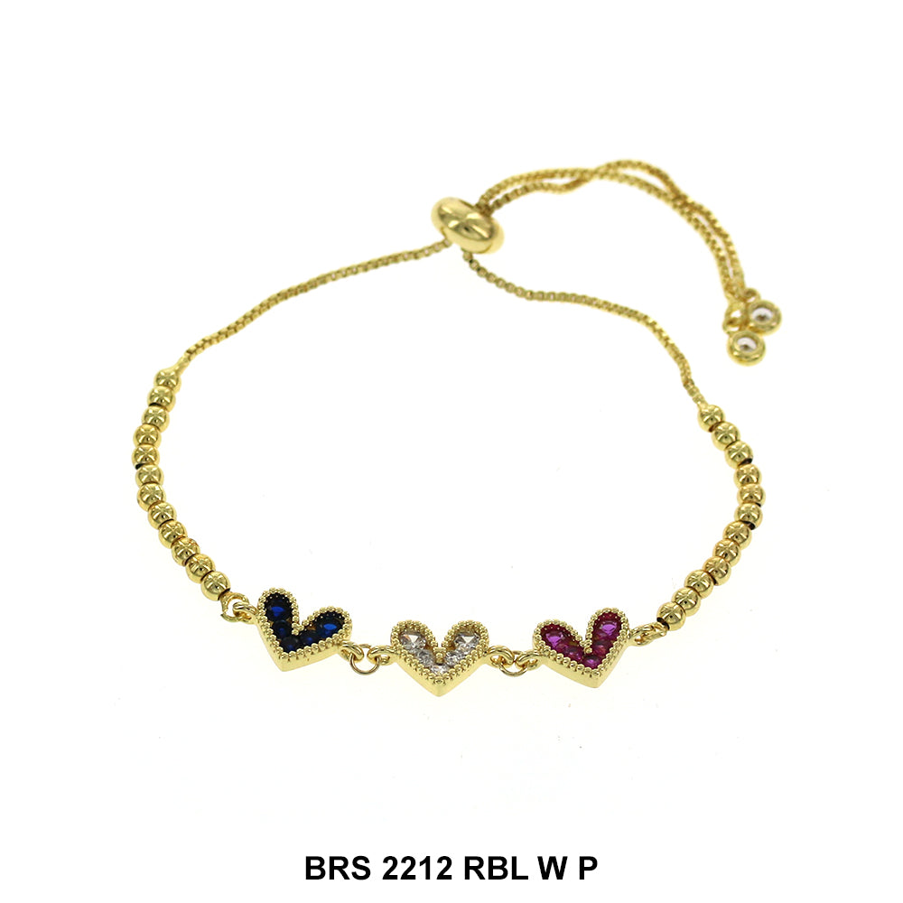 Pulsera Ajustable Corazones Con Cuentas BRS 2212 RBL WP