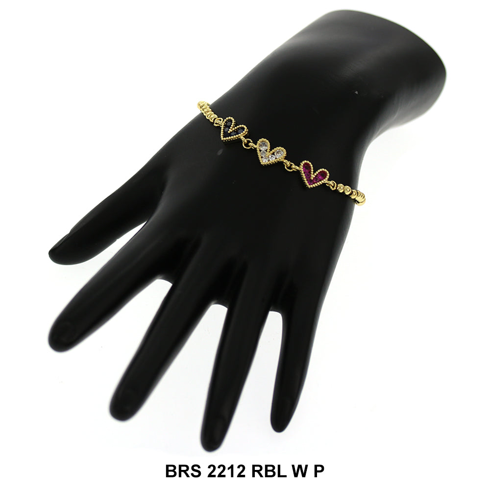 Pulsera Ajustable Corazones Con Cuentas BRS 2212 RBL WP