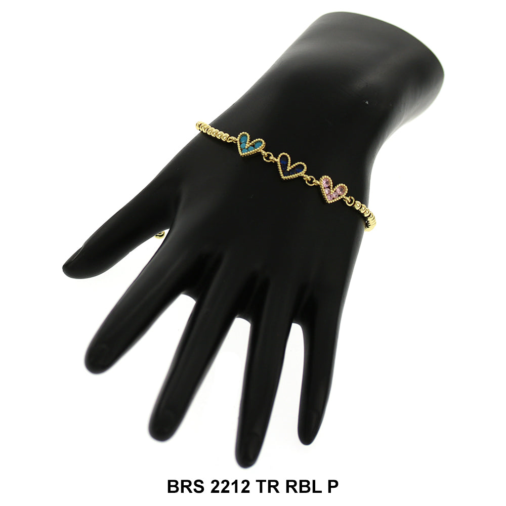 Pulsera Ajustable Corazones Con Cuentas BRS 2212 TR RBL P