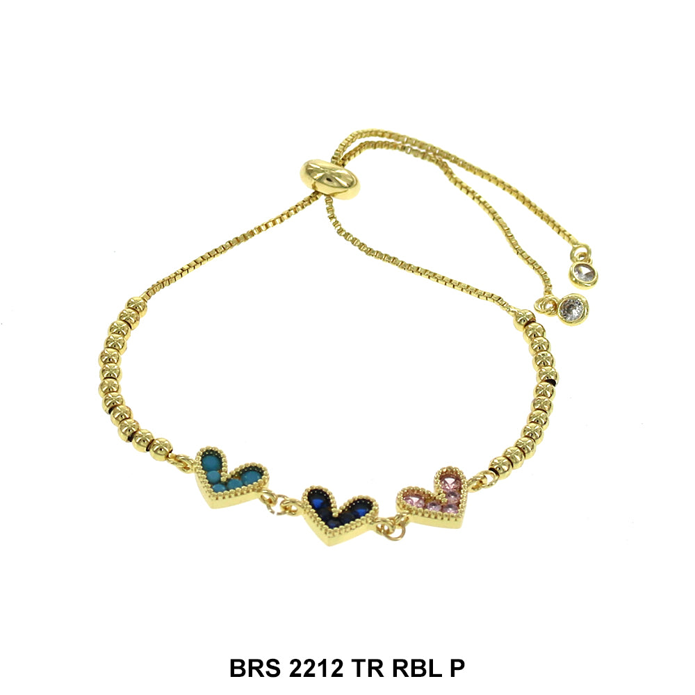 Pulsera Ajustable Corazones Con Cuentas BRS 2212 TR RBL P