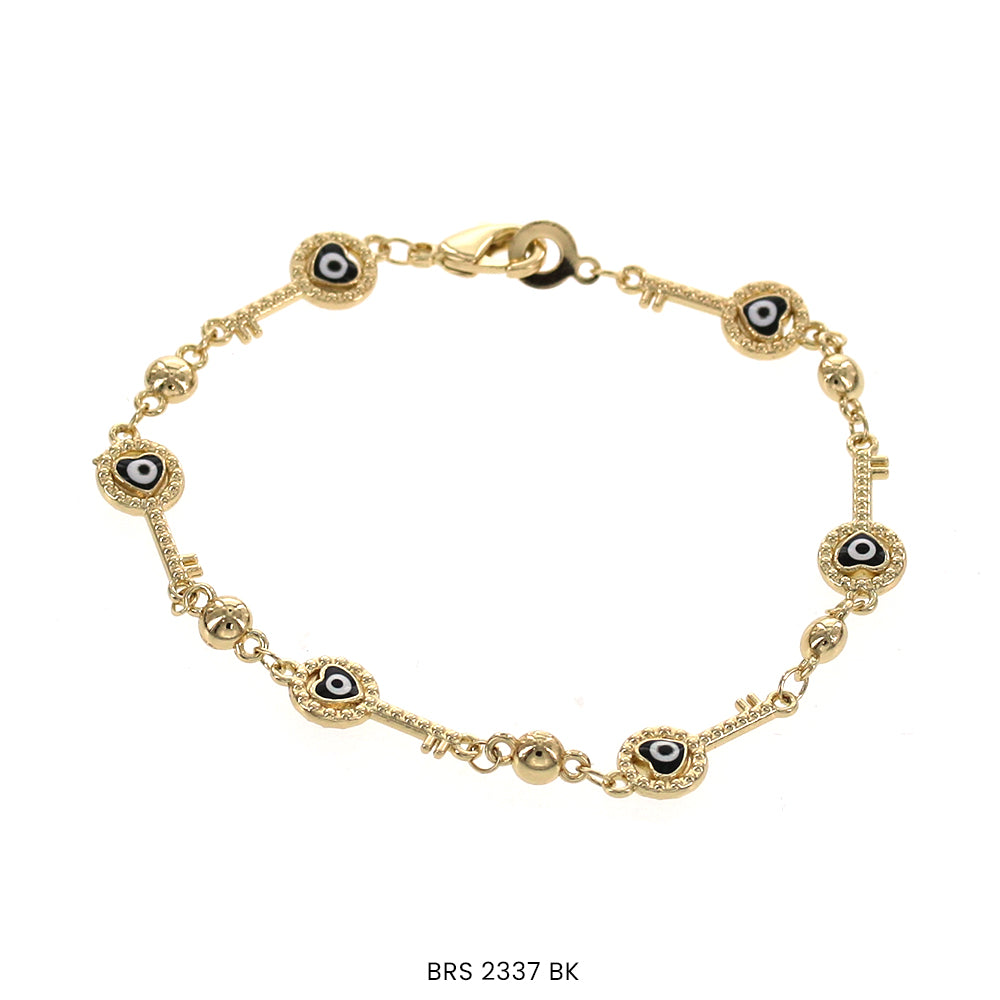 Heart With Key Evil Eye Bracelet BRS 2337 BK (G)