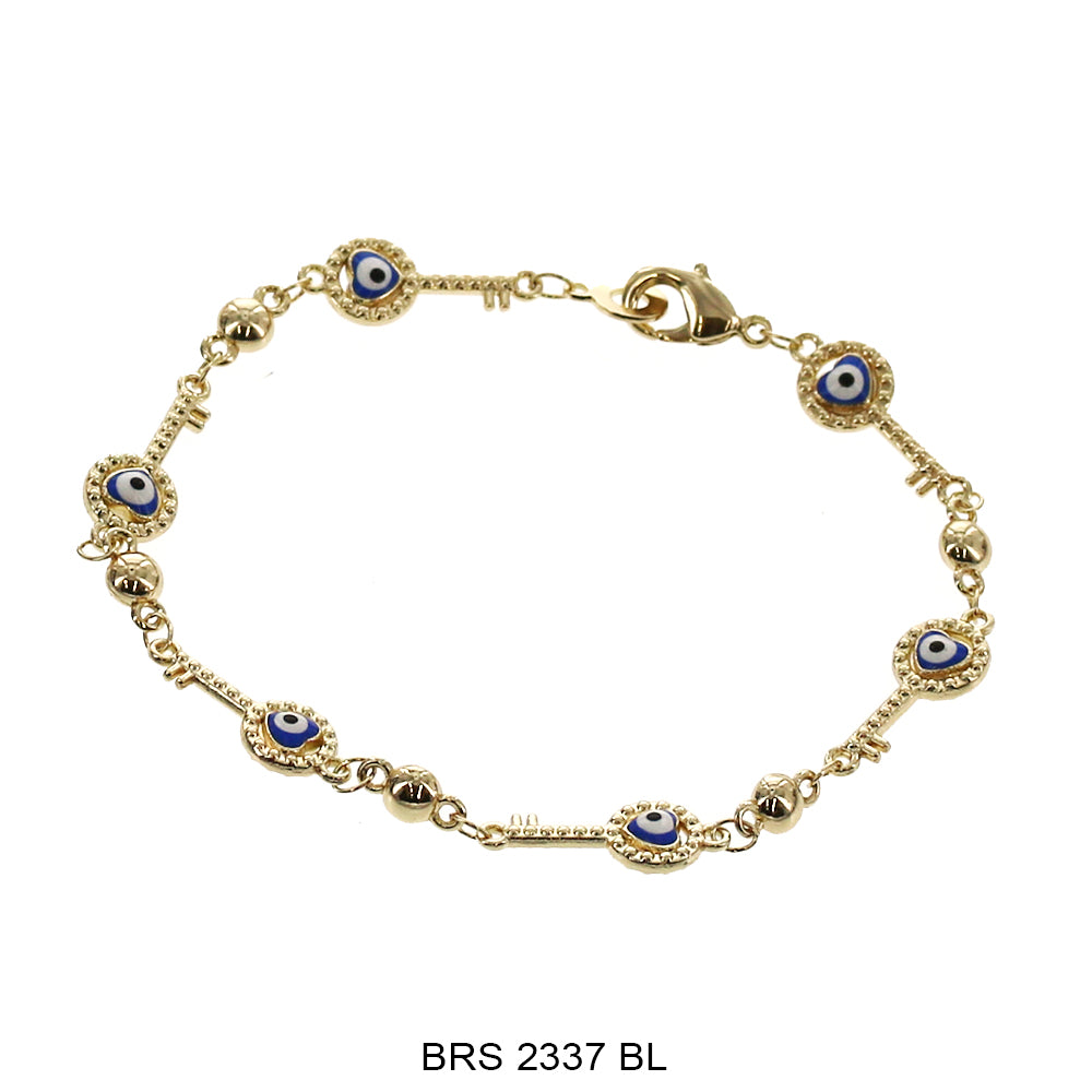 Pulsera Corazón Con Llave Mal De Ojo BRS 2337 BL