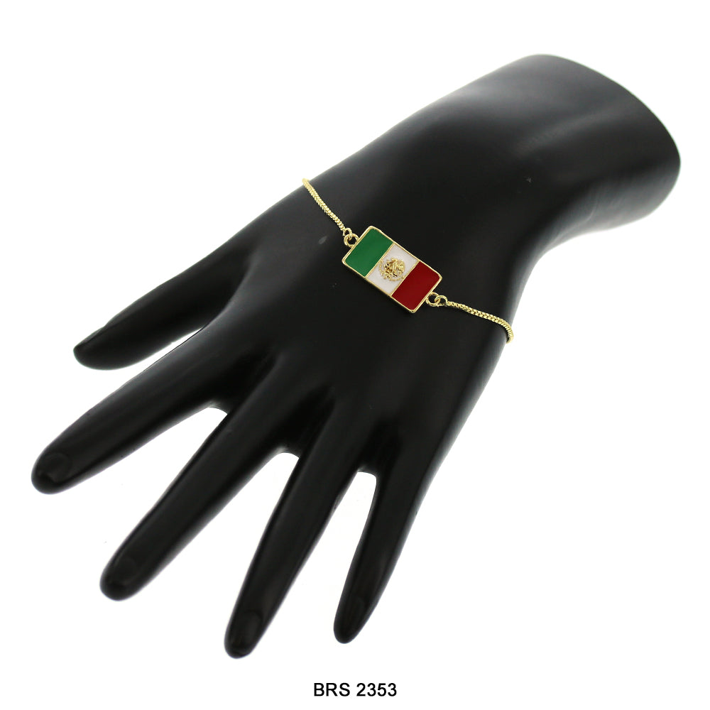 Mexican Flag Adjustable Bracelet BRS 2353