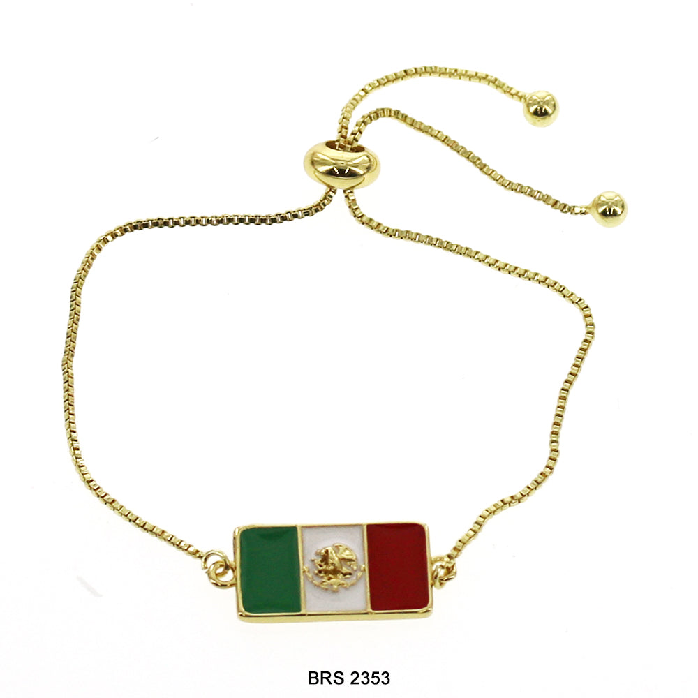 Mexican Flag Adjustable Bracelet BRS 2353