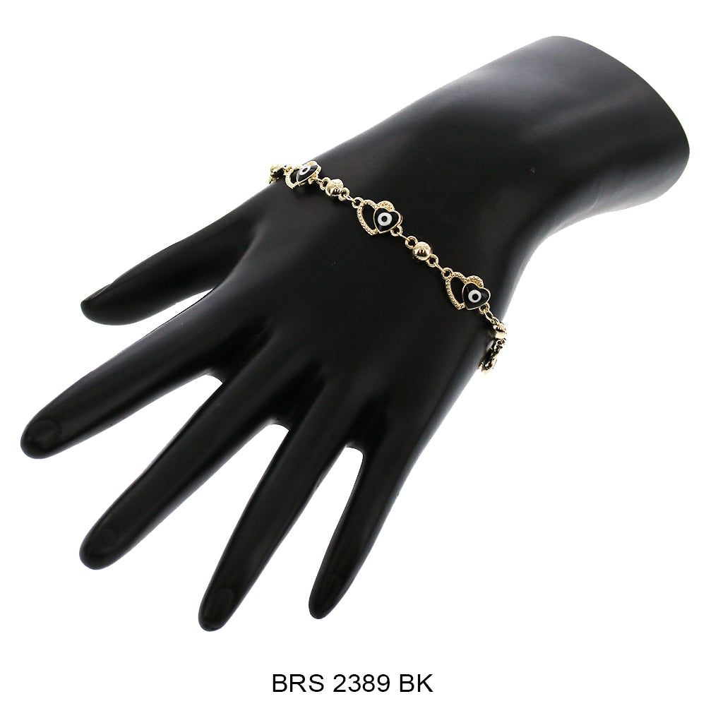 Heart Evil Eye Bracelet BRS 2389 BK