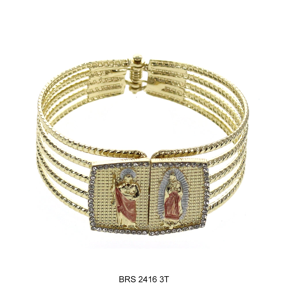 Santa Judas With Guadalupe Bangle Bracelet BRS 2416 3T