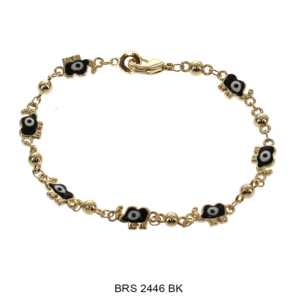 Elephant Evil Eye Beads Bracelet BRS 2446 BK