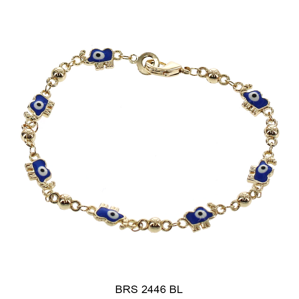 Elephant Evil Eye Beads Bracelet BRS 2446 BL