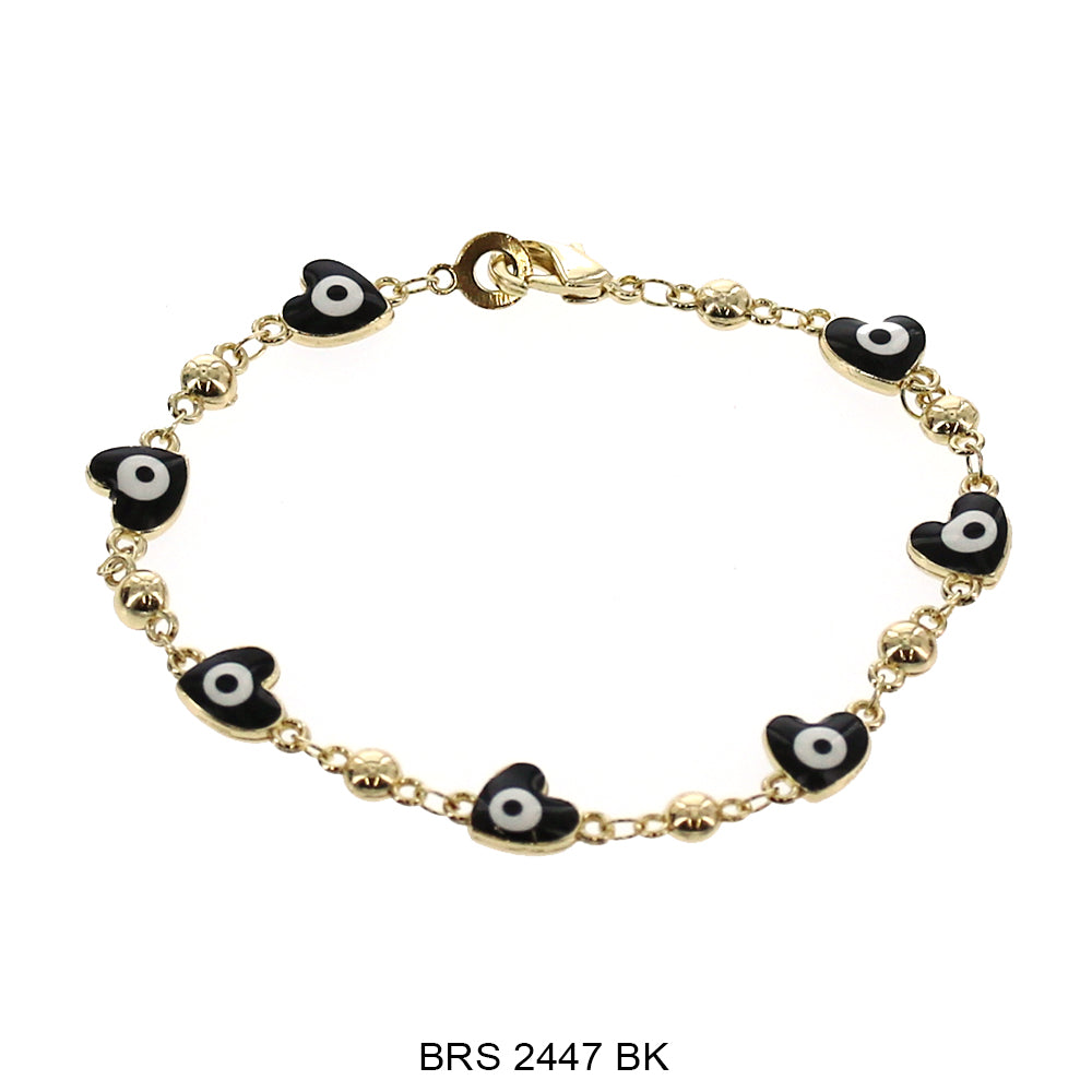 Hearts Evil Eye Beads Bracelet BRS 2447 BK