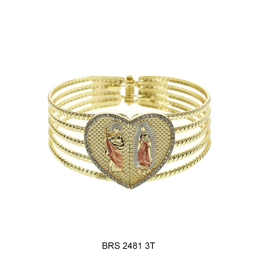 San Judas With Guadalupe Bangle Bracelet BRS 2481 3T
