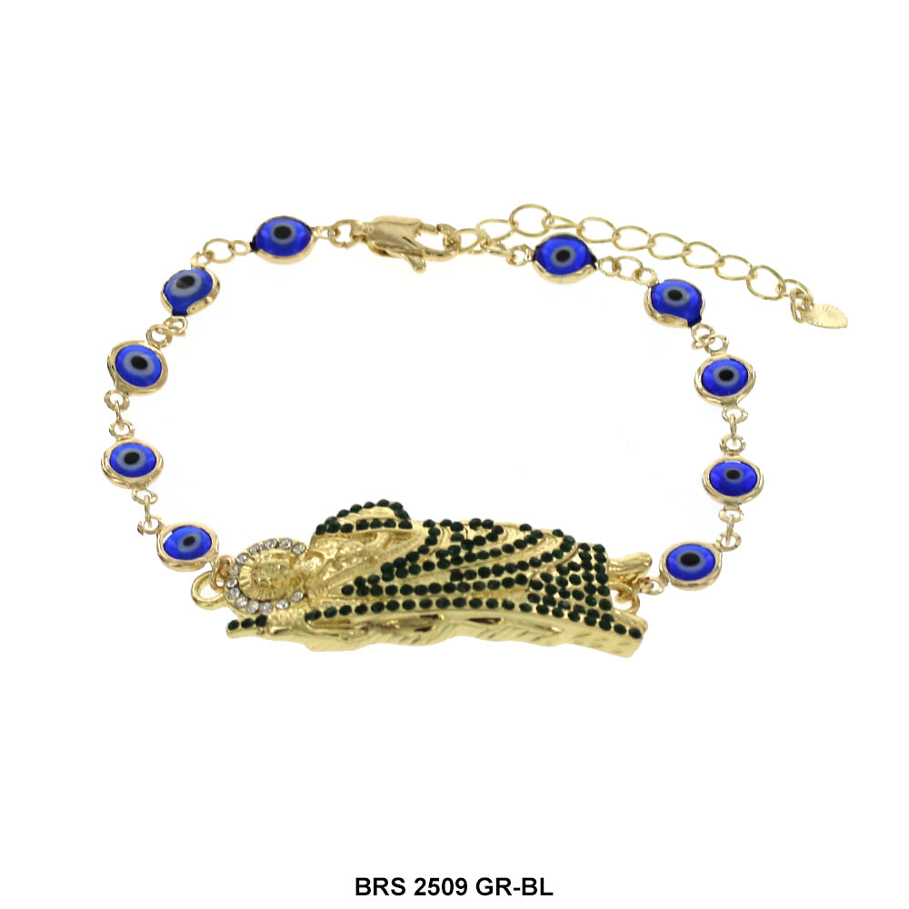 San Judas Evil Eye Bracelet BRS 2509 GR-SBL