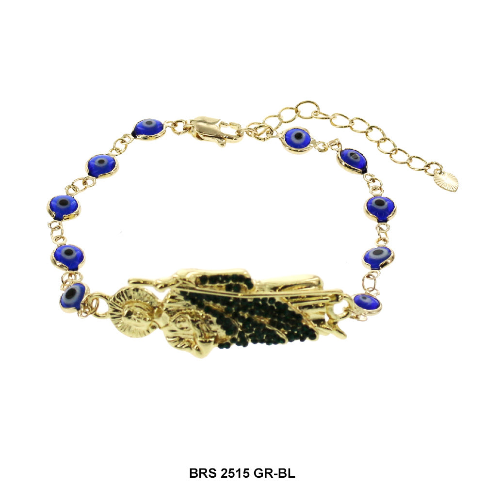 San Judas Evil Eye Bracelet BRS 2515 GR-BL