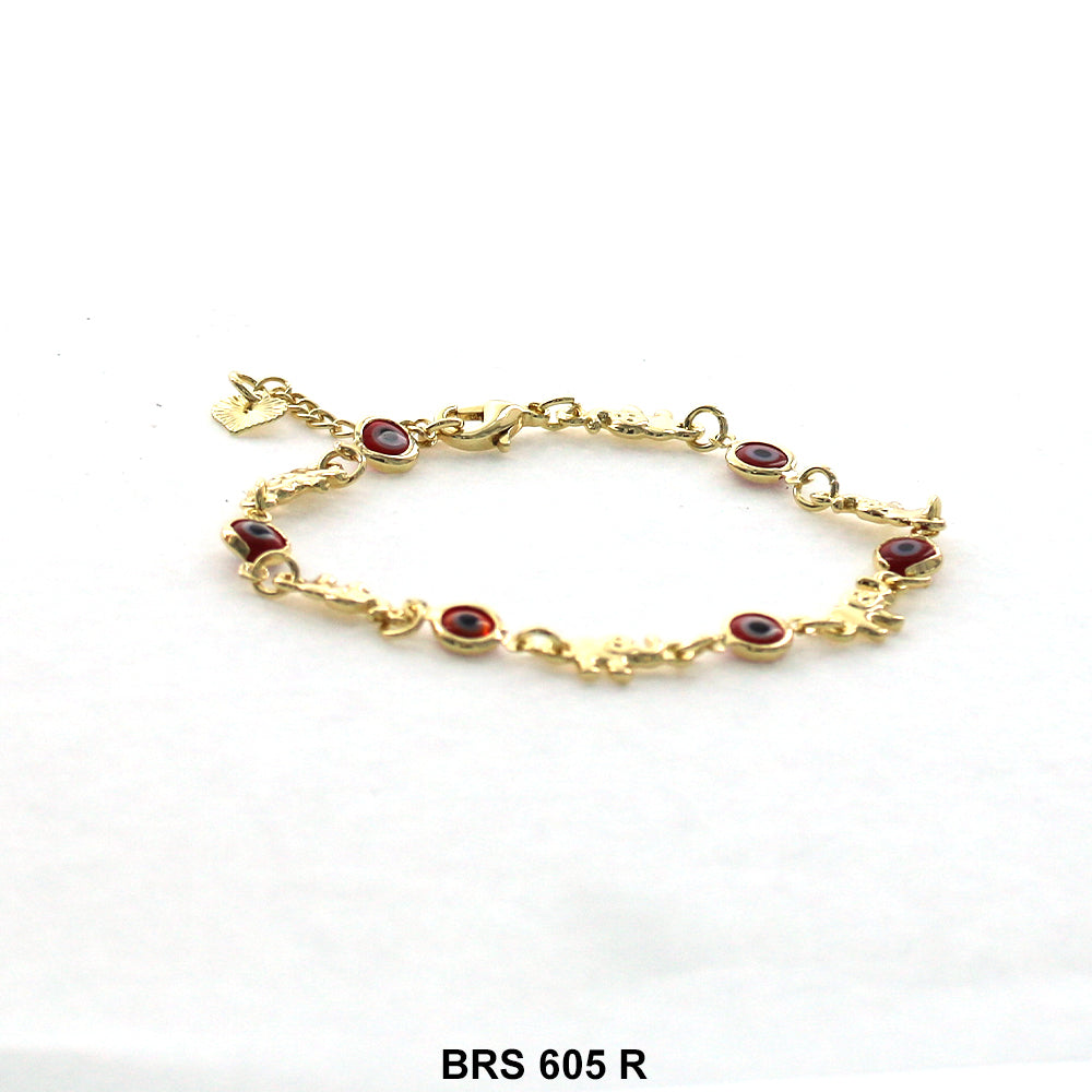 Elephant With Round Evil Eye Beads Bracelet BRS 605 R