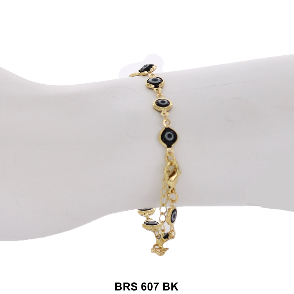 Round Evil Eye Beads Bracelet BRS 607 BK