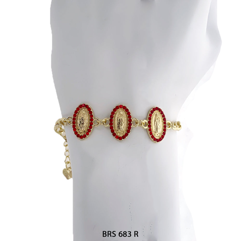 Pulsera Oval Guadalupe Piedras Rojas BRS 683