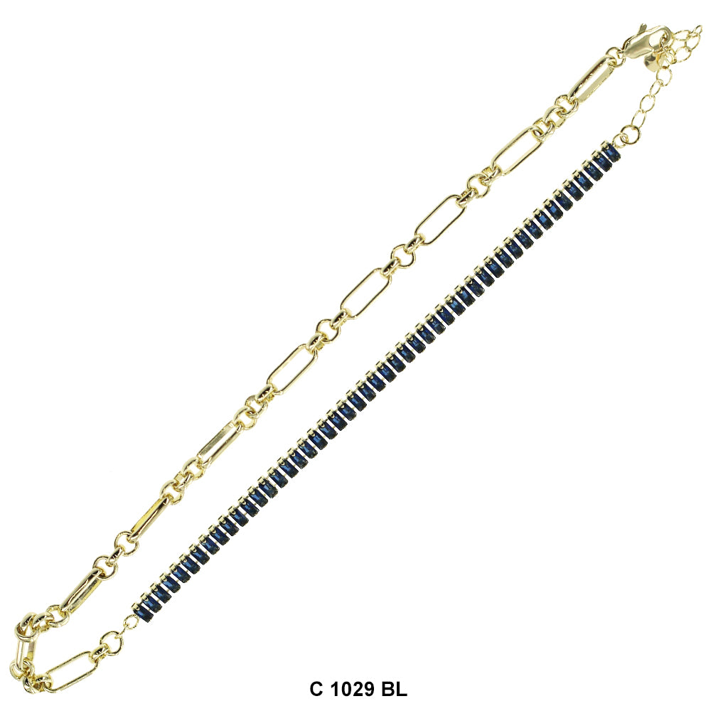 CZ Stones Chocker Chain Necklace C 1029 BL