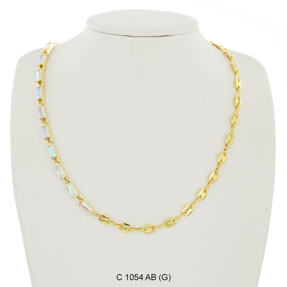 CZ Stones Chocker Chain Necklace C 1054 AB (G)