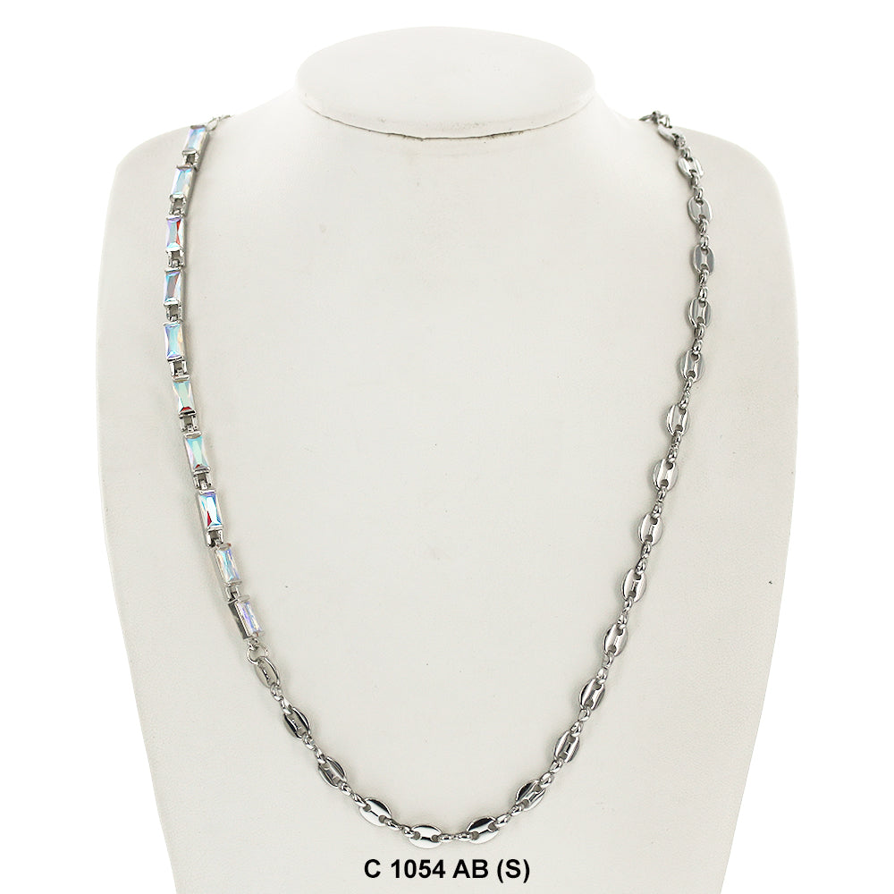 CZ Stones Chocker Chain Necklace C 1054 AB (S)