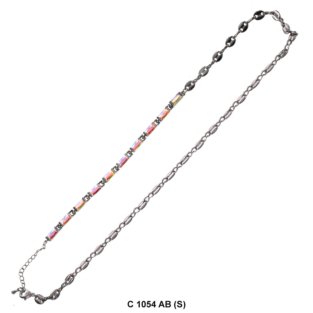 CZ Stones Chocker Chain Necklace C 1054 AB (S)