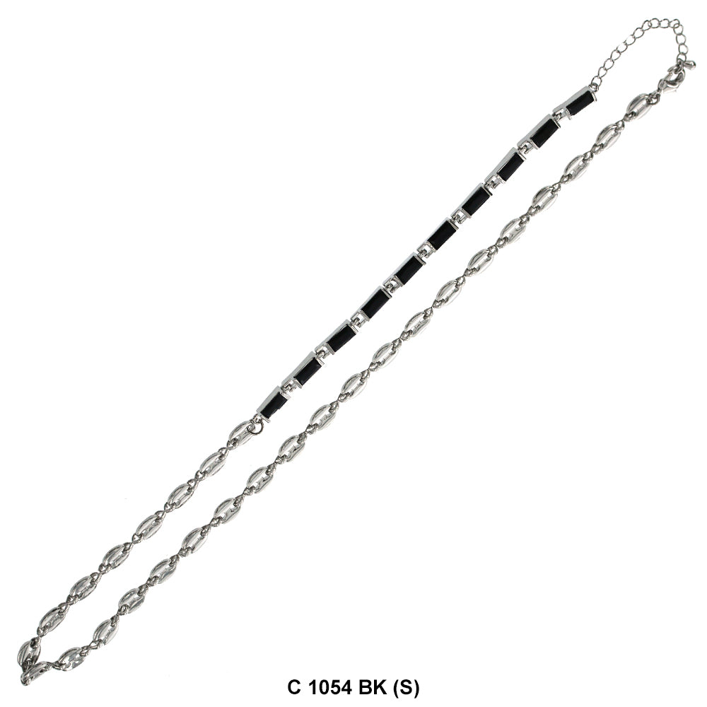 CZ Stones Chocker Chain Necklace C 1054 BK (S)