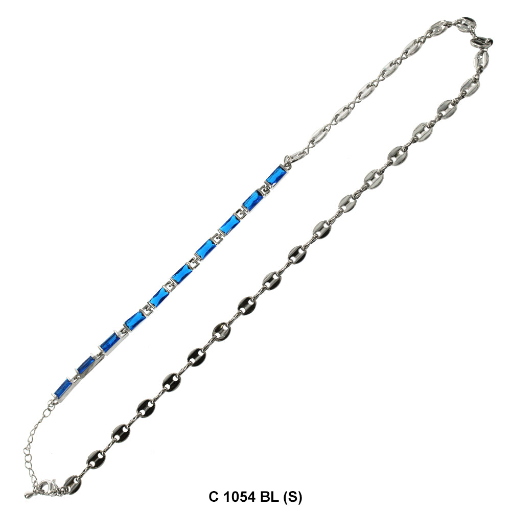 CZ Stones Chocker Chain Necklace C 1054 BL (S)