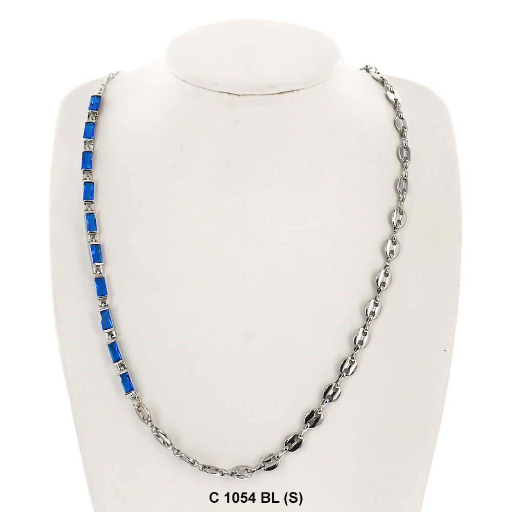 CZ Stones Chocker Chain Necklace C 1054 BL (S)