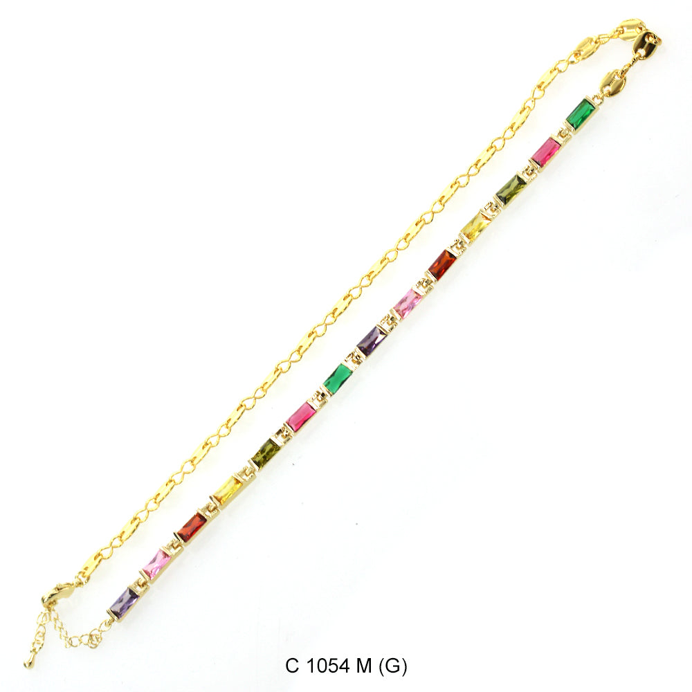 CZ Stones Chocker Chain Necklace C 1054 M (G)