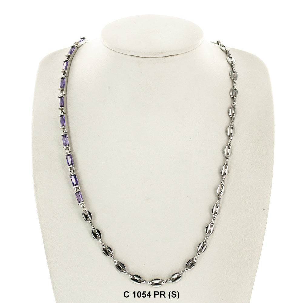 CZ Stones Chocker Chain Necklace C 1054 PR (S)