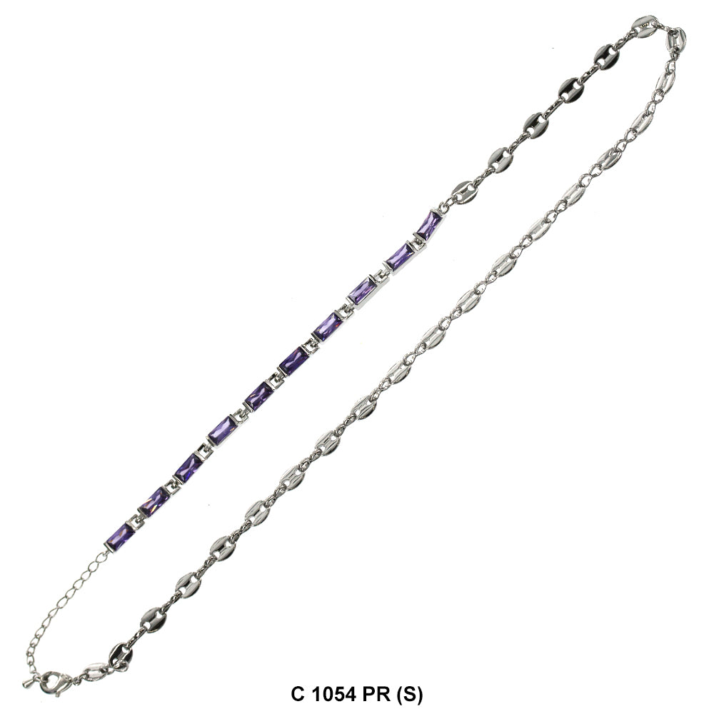 CZ Stones Chocker Chain Necklace C 1054 PR (S)