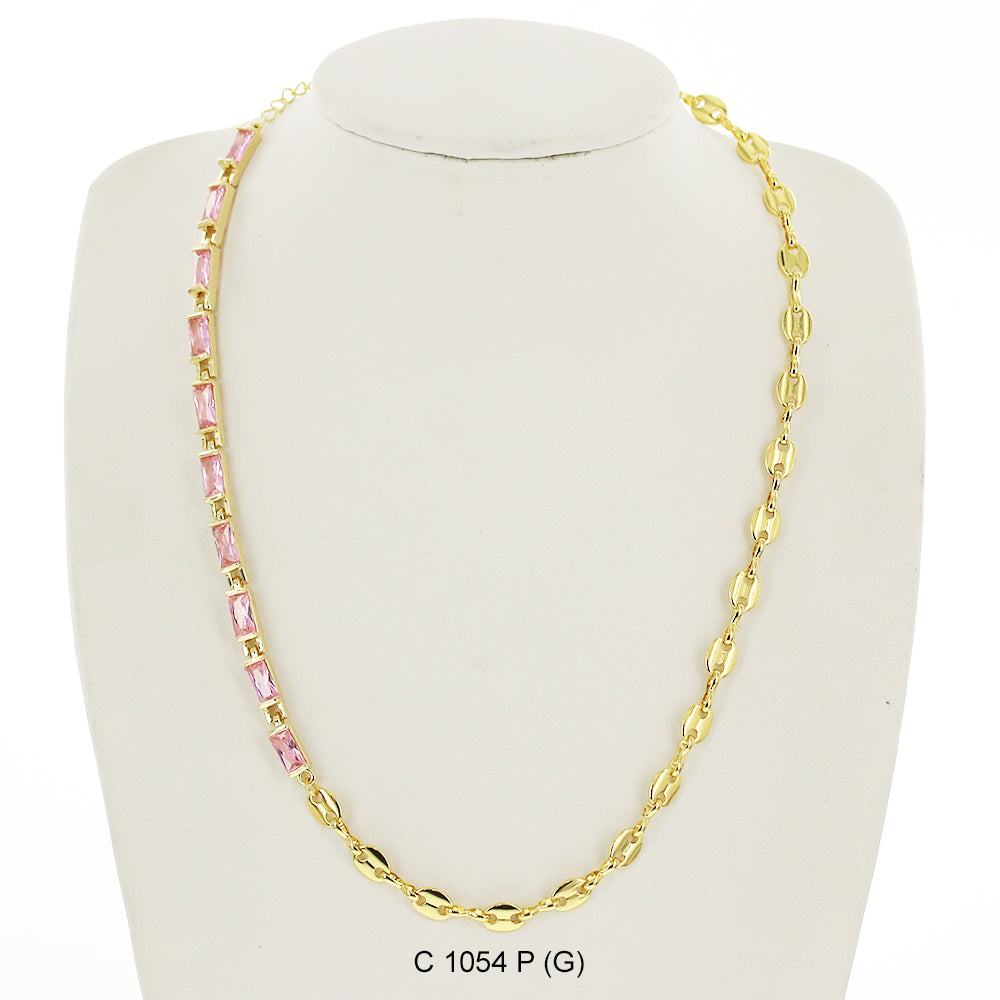 CZ Stones Chocker Chain Necklace C 1054 P (G)