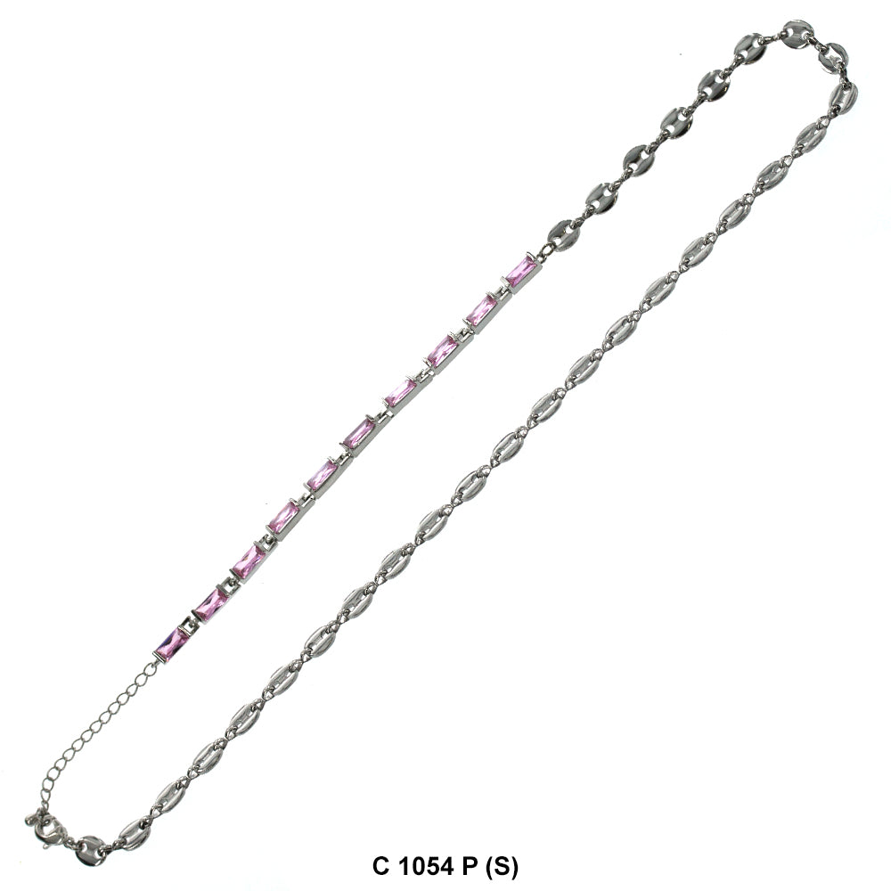 CZ Stones Chocker Chain Necklace C 1054 P (S)