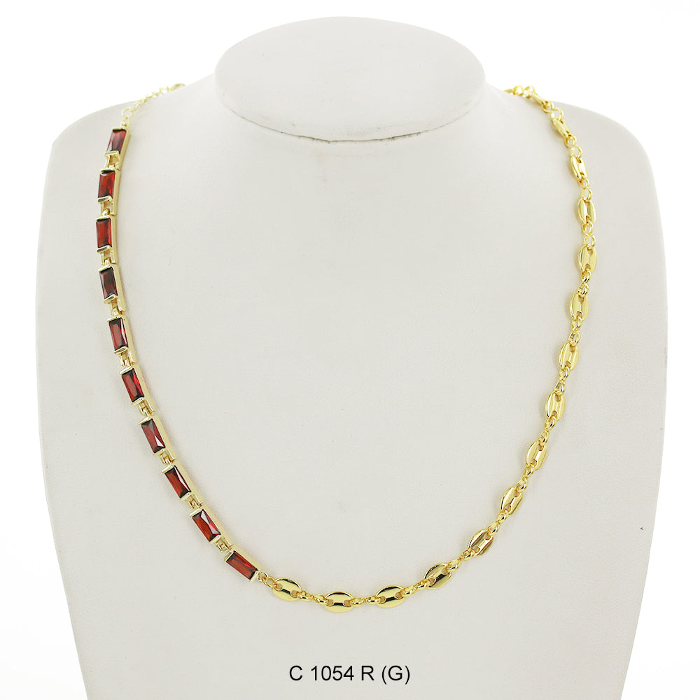 CZ Stones Chocker Chain Necklace C 1054 R (G)