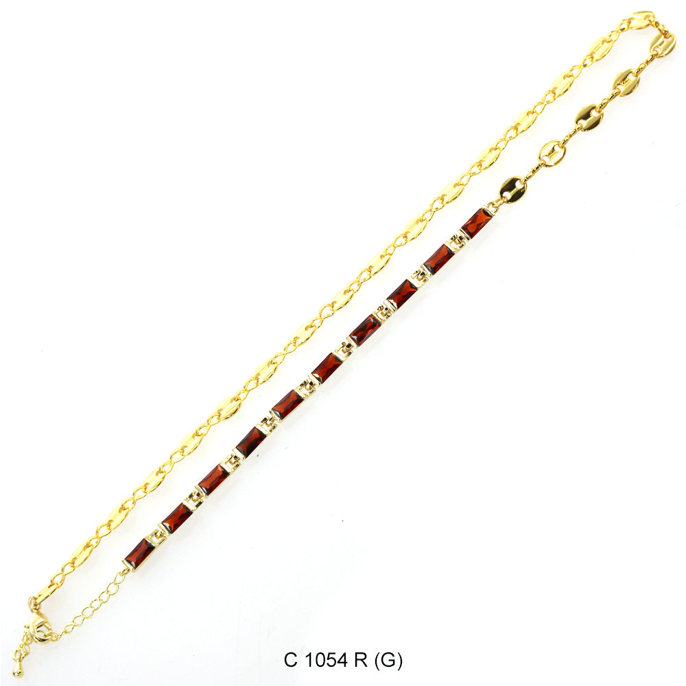 CZ Stones Chocker Chain Necklace C 1054 R (G)