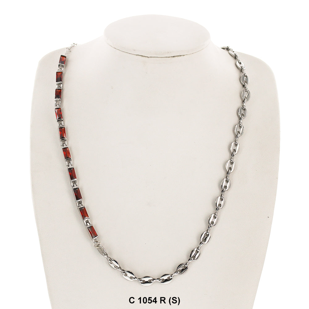 CZ Stones Chocker Chain Necklace C 1054 R (S)