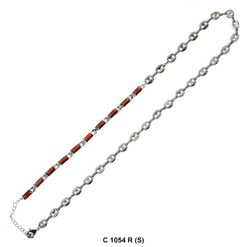 CZ Stones Chocker Chain Necklace C 1054 R (S)