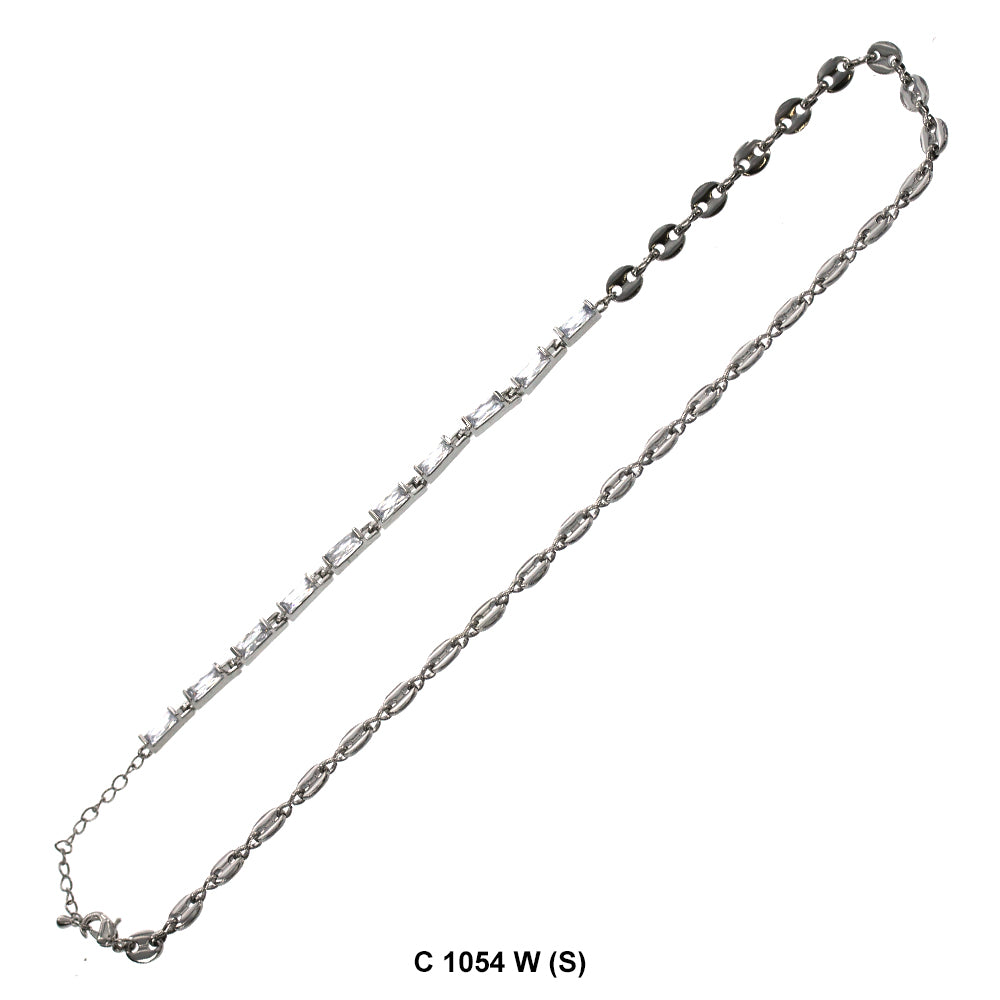 CZ Stones Chocker Chain Necklace C 1054 W (S)